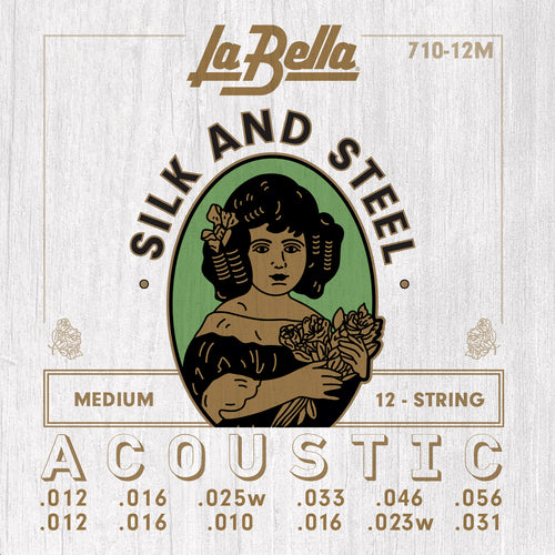 La Bella Silk & Steel 12-String Acoustic Guitar Strings -  Medium 12-56